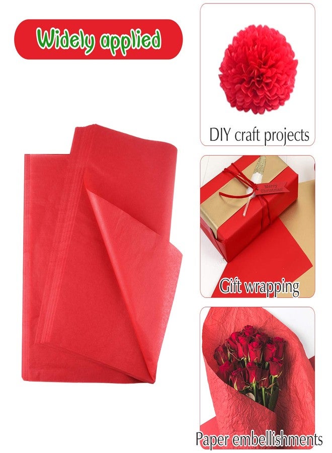FEPITO 100 Sheets Red Christmas Tissue Paper - Gift Wrapping Paper for Xmas Presents, Crafts (14 x 20 Inch) - Image 2